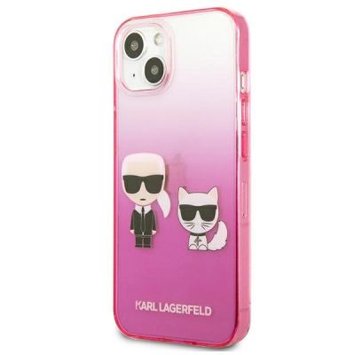 2. Etui Karl Lagerfeld Gradient Ikonik Karl&Choupette na iPhone 13 mini - różowe