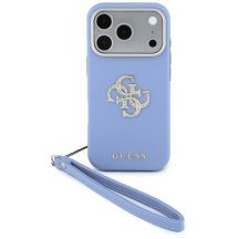 Etui Guess Smooth & Big Strass Logo &    Strap do iPhone 18 Pro / 17 Pro niebieski