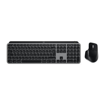 2. Logitech Master MX Keys S Combo for Mac klawiatura Dołączona myszka Dom/Biuro RF Wireless + Bluetooth QWERTY Amerykański międzynarodowy Aluminium, Czarny