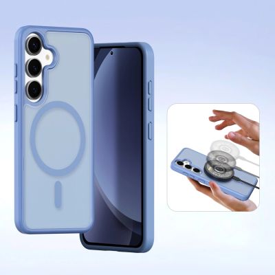 2. Etui skórzane Dux Ducis Lawa na Samsung Galaxy S25+ z odłączanym portfelem magnetycznym - niebieskie