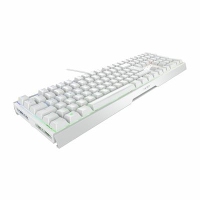 4. Klawiatura CHERRY XTRFY MX 3.1 - Pełny rozmiar - Podświetlenie - USB-C - QWERTZ - Niemiecki - Przełącznik kluczykowy: CHERRY MX2A Brązowy - biały