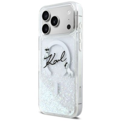 2. Etui Karl Lagerfeld Liquid Glitter Karl Script Logo MagSafe na iPhone 17 Pro Max - przezroczyste