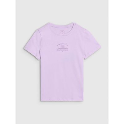 5. T-shirt regular z nadrukiem dziewczęcy 4F 4FJWSS25TTSHF1871-52S