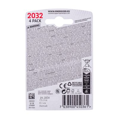 2. ENERGIZER BATERIA SPECJALISTYCZNA CR2032, 4 sztuki, 3V, ECO