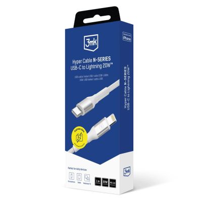 11. Kabel 3mk Hyper Cable N-SERIES USB-C / Lightning 1m 9V/2A 20W / biały