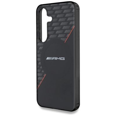 6. Etui AMG Double Layer Rhombs MagSafe na Samsung Galaxy S25 - czarno-czerwone
