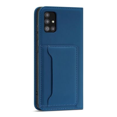 6. Magnet Card Case etui do Samsung Galaxy A12 5G pokrowiec portfel na karty kartę podstawka niebieski