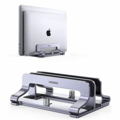 2. Ugreen  Stojak pionowy na 2 urządzenia Ugreen LP258 aluminiowy na laptop tablet - srebrny