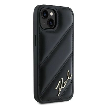 4. Etui Karl Lagerfeld Diagonal Quilted Script na iPhone 14 / 15 / 13 - czarne