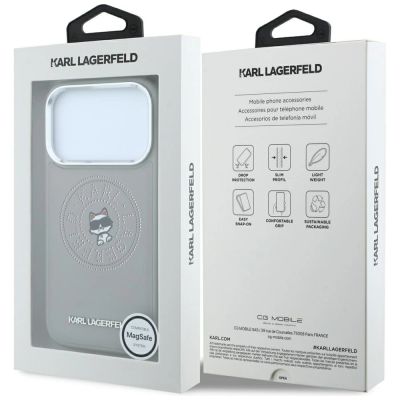 8. Etui Karl Lagerfeld Point & Choupette Sketch MagSafe na iPhone 18 Pro Max / 17 Pro Max - szare