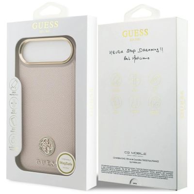 8. Etui Guess Grained Strass Logo MagSafe na iPhone Air - różowe