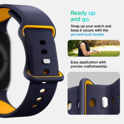 10. Pasek Spigen Nano Pop na Apple Watch 40 / 41 / 42 mm - granatowo-pomarańczowy