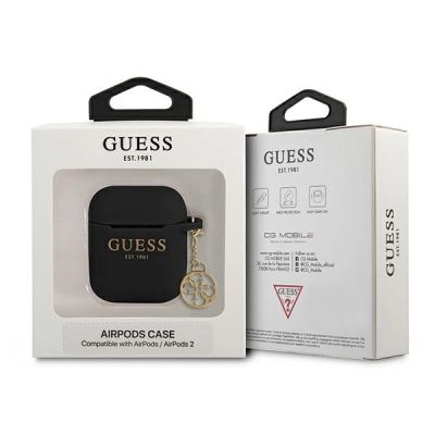 3. Etui Guess Silicone Charm 4G Collection na AirPods 1/2 - czarne