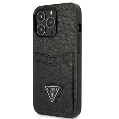 2. Etui Guess Saffiano Triangle Logo Cardslot na iPhone 13 / 13 Pro - czarne