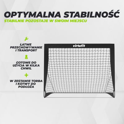 28. VIRTUFIT ZESTAW SKŁADANYCH BRAMEK DO PIŁKI NOŻNEJ - BRAMKI DO PIŁKI NOŻNEJ - 120 X 90 CM