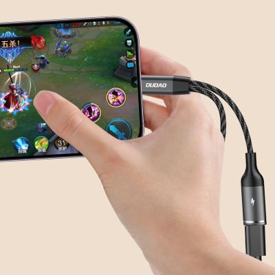6. Adapter Dudao L13C+ 2w1 USB-C - szary