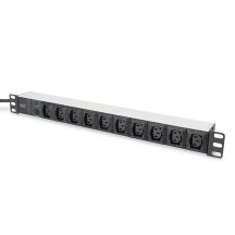 Digitus Listwa zasilająca PDU 19" Rack, 10x gniazdo C13, 2.0m, 1x wtyk C14, 10A, zabezpieczenie przeciążeniowe, profil aluminiowy