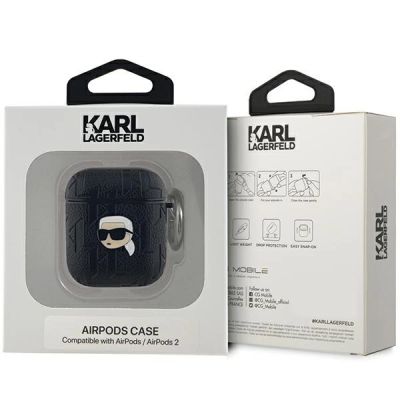 3. Etui Karl Lagerfeld Monogram Karl Head na AirPods 1 / 2 - czarne