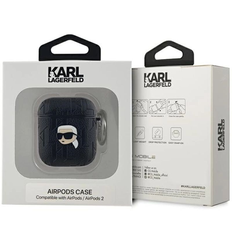 3. Etui Karl Lagerfeld Monogram Karl Head na AirPods 1 / 2 - czarne
