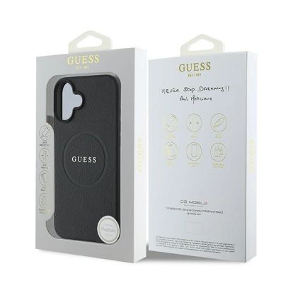 8. Etui Guess Grained Gold Ring MagSafe na iPhone 16 Plus - czarne