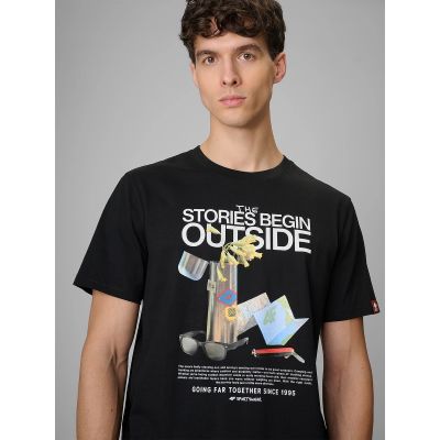 4. T-shirt regular z nadrukiem męski  4F 4FRSS26TTSHM3811-20S
