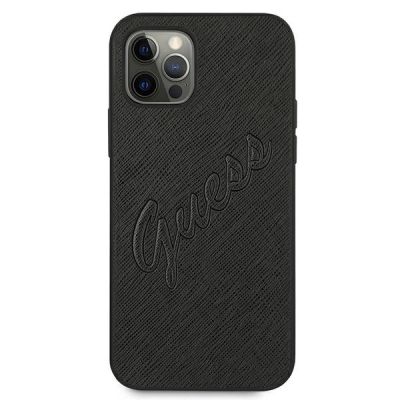 3. Etui Guess Saffiano Vintage Script na iPhone 12 Pro Max 6,7" - czarne