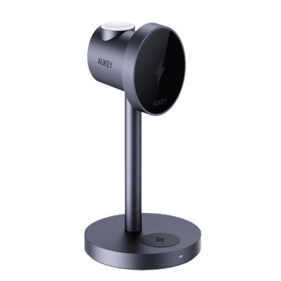 AUKEY MagFusion 3-IN-1 Fastcharger Telefon komórkowy Czarny USB Wewnętrzna