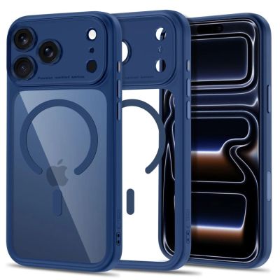 Etui Tech-Protect MagPeak MagSafe CC na iPhone 18 Pro / 17 Pro - przezroczysto-granatowe