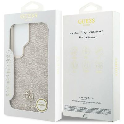 8. Etui Guess 4G Rhinestone Round Logo MagSafe na Samsung Galaxy S26 Ultra - różowe