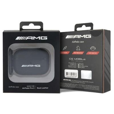 4. Etui AMG Leather White Logo na AirPods Pro 2 (2022/2023) - czarne