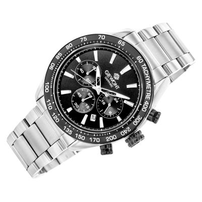 3. Zegarek Męski Giewont Chronograph Sapphire Srebrno Czarny GW9580-B1