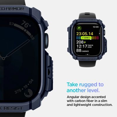 8. Etui Spigen Rugged Armor na Apple Watch 10 46 mm - granatowe