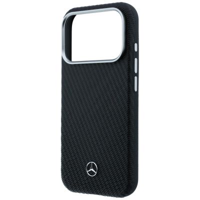 6. Etui Mercedes Leather Semi Wrap Wood Effect MagSafe na iPhone 17 Pro Max - czarne