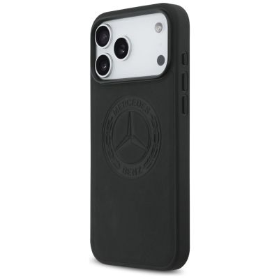 2. Etui Mercedes Leather Vintage Logo MagSafe na iPhone 17 Pro Max - czarne