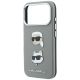 6. Etui Karl Lagerfeld Saffiano with Karl & Choupette Heads Pins & Logo na iPhone 18 Pro Max / 17 Pro Max - szare