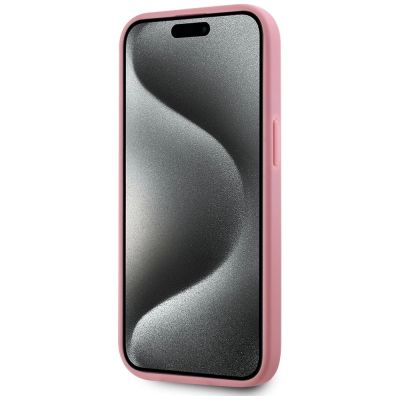 5. Etui Karl Lagerfeld Wrinkled Metal Signature na iPhone 15 - różowe