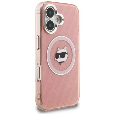 4. Etui Karl Lagerfeld IML Choupette Head Logo MagSafe na iPhone 16 - różowe