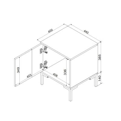 4. Szafka nocna 2szt MERCI 44x40x52,5 czarny/dąb artisan