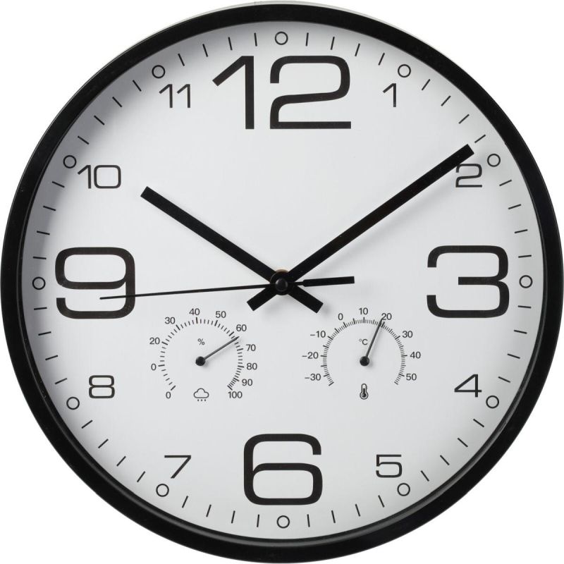 3. ZEGAR ŚCIENNY 30CM Z TERMOMENTREM CZARNY