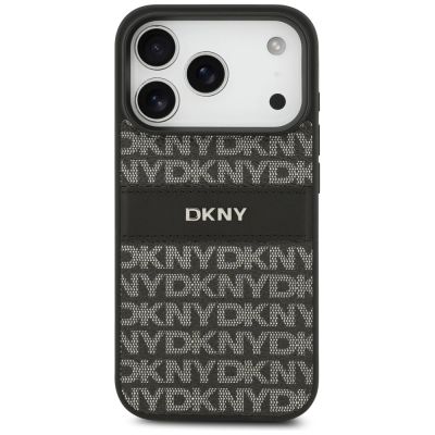 3. Etui DKNY Repeat Texture Pattern with Tonal Stripe na iPhone 17 Pro - czarne