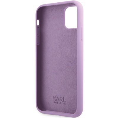 7. Etui Karl Lagerfeld Silicone Signature na iPhone 11 / Xr - purpurowe