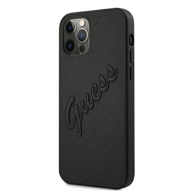 2. Etui Guess Saffiano Vintage Script na iPhone 12 Pro Max 6,7" - czarne