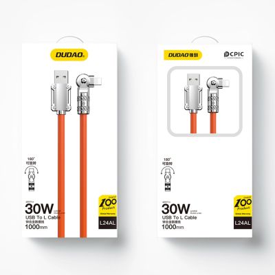 5. Kabel kątowy Dudao L24AL USB-A - Lightning o rotacji 180° 30W 1m - pomarańczowy