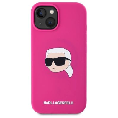 3. Etui Karl Lagerfeld Silicone Karl Head Print MagSafe na iPhone 15  6.1" - fuksja