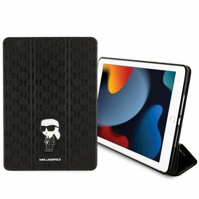 5. Etui Karl Lagerfeld Saffiano Monogram Ikonik na iPad 10.2" 2019 (7 gen.) Folio Magnet Allover Cover - czarne
