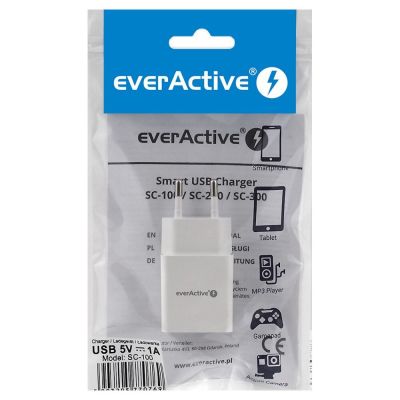 2. Ładowarka sieciowa everActive SC-100 (USB; kolor biały)