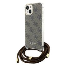 Etui Guess Crossbody Cord 4G Print na iPhone 15 / 14 / 13 - brązowe