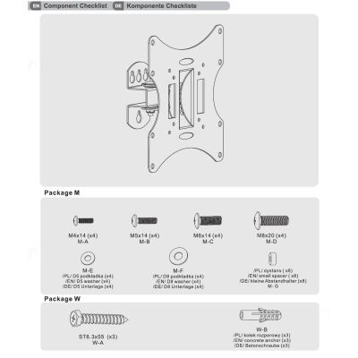 3. Uchwyt ścienny do telewizora Maclean MC-501B (Obrotowy, ścienne, Uchylny - 42"; max. 30kg)