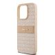 11. Etui DKNY Leather Mono Stripe & Metal Logo na iPhone 15 Pro - różowe