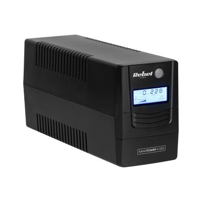 9. Rebel Nanopower Plus 650 Zasilacz awaryjny UPS | Off-line | Sinusoida| 650VA | 360W | LCD | USB